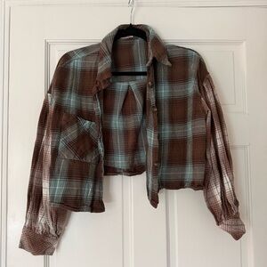 Plaid Button Down Shirt - Brown and Blue